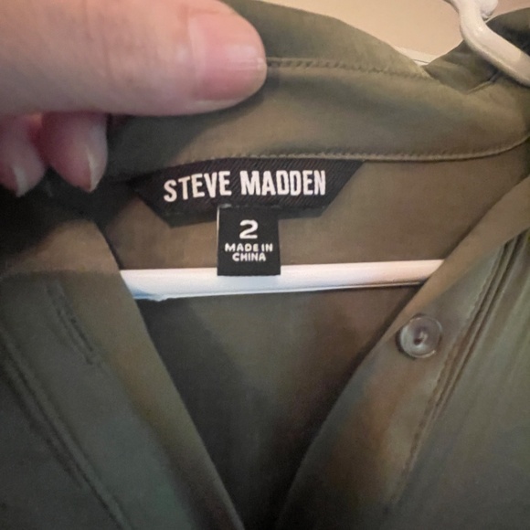 Steve Madden Tori Tie Waist Dress Olive Green - Picture 4 of 6